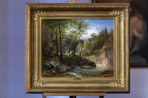 Bild 1 von 49: Anton Hansch, ein österreichischer Landschaftsmaler, hat die idyllische Flusslandschaft mit Reh gemalt.