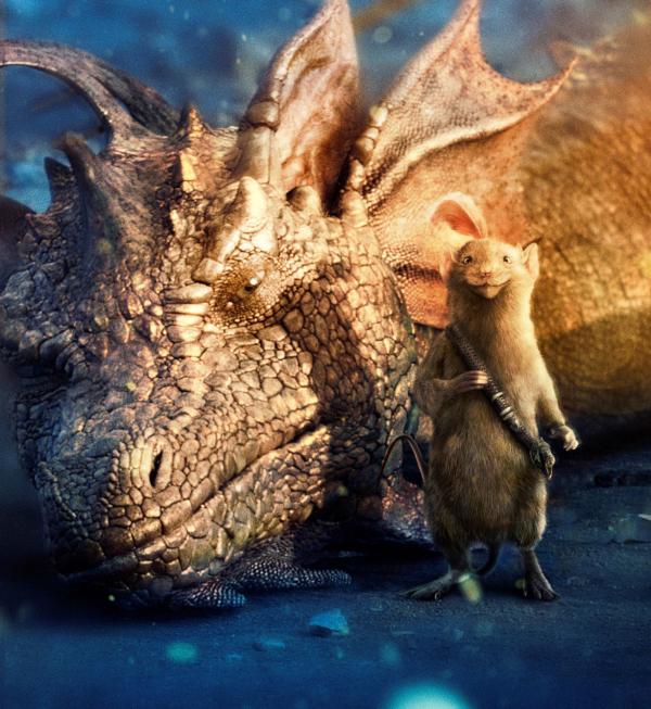 Bild 1 von 5: Reepicheep the warrior mouse helps a fallen Eustace, a young man who has transformed into a dragon.