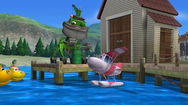 Bild 1 von 2: Suzie ist in großer Eile, sie möchte auf keinen Fall die Vorführung eines neuen Wasserflugzeugs verpassen.