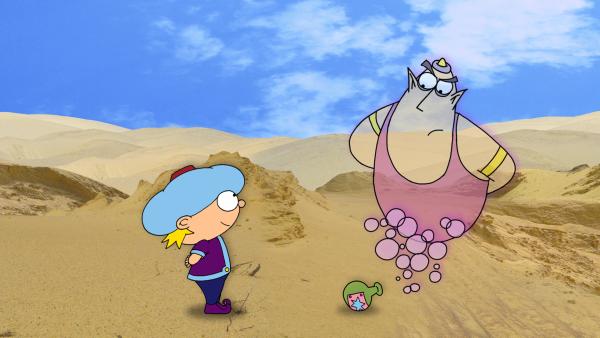 Bild 1 von 2: Kalli möchte wie im Märchen einen Flaschengeist besitzen.