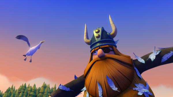 Bild 1 von 4: Die Möwe soll auf Halvars Helm landen.