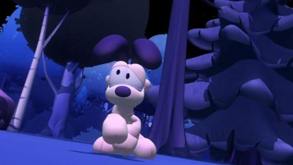 Bild 1 von 2: Odie verirrt sich im Wald und findet nicht mehr nach Hause.