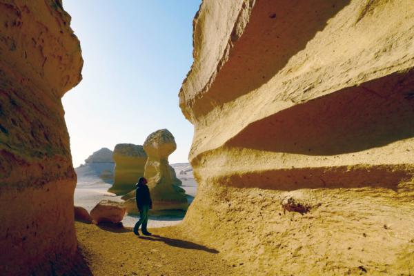 Bild 1 von 6: Die verwitterten Felsformationen im Wadi Al-Hitan in der ägyptischen Wüste sind Überbleibsel eines vor Jahrmillionen verschwundenen Meeres.