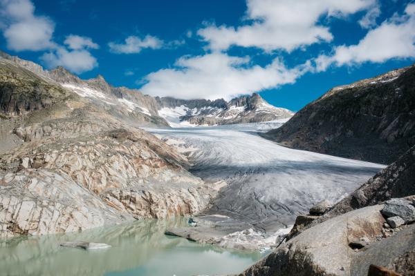 Bild 1 von 8: Der Rhonegletscher in den Alpen.
