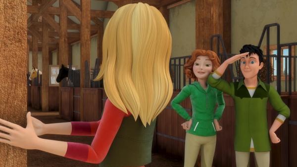 Bild 1 von 5: Die Arbeit, die Wendy von Flavio übernommen hat, ist härter als sie gedacht hat. Da freut sie sich, als ihre besten Freunde Bianca und Jerry überraschend zum Helfen kommen.