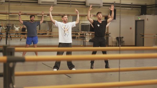 Bild 1 von 3: Im Proberaum arbeiten die Tänzer konzentriert an jeder Bewegung.