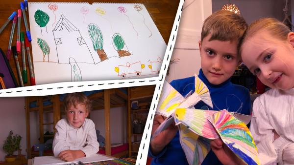 Bild 1 von 2: Kinder malen und basteln zum Thema Frieden.