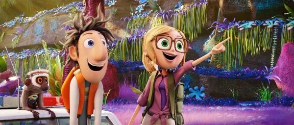 Bild 1 von 5: Steve the Monkey (Neil Patrick Harris), Flint (Bill Hader) and Sam (Anna Faris) in Sony Pictures Animation's CLOUDY WITH A CHANCE OF MEATBALLS 2.