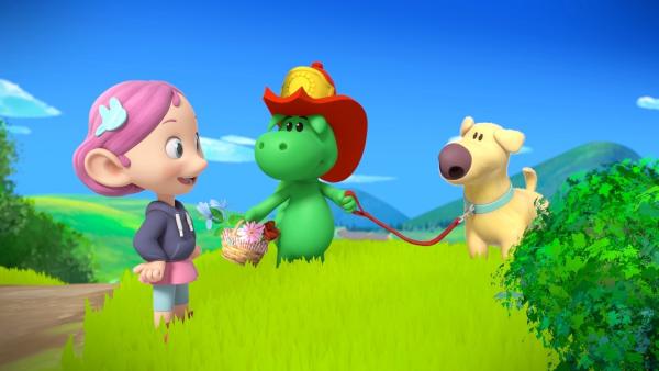 Bild 1 von 4: Eine Blume fehlt Grisu noch als Zutat für das duftende Geschenk. Nur welche?© ZDF/2023 MONDO TV Group/Pagot/Calidra/T2T/ZDFS - Honorarfreie Verwendung gemäß AGB im redaktionellen Zusammenhang mit genannter Sendung bei Nennung \