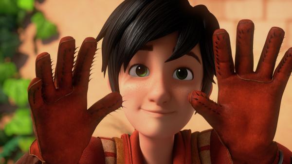 Bild 1 von 3: Leo hat Kletterhandschuhe entwickelt.