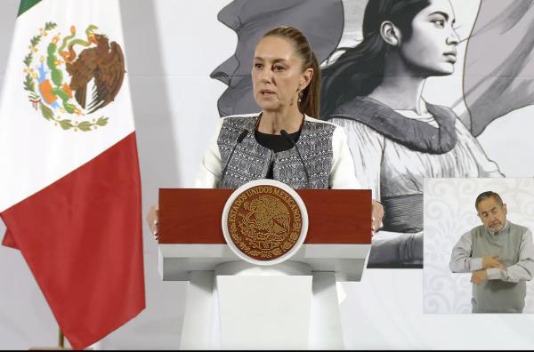 Bild 1 von 1: Die mexikanische Staatspräsidentin Claudia Sheinbaum nutzt die morgendliche Pressekonferenz für ihre politische Kommunikation.