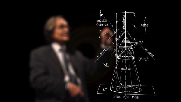 Bild 1 von 3: Ein Raum-Zeit-Diagramm veranschaulicht die Struktur eines Schwarzen Lochs - von der Singularität im Inneren bis zum Ereignishorizont, an dem keine Information mehr entkommt.