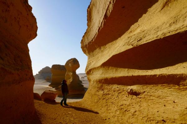 Bild 1 von 7: Felsformationen im Wadi Al-Hitan in der ägyptischen Wüste: Die verwitterten Felsen im ägyptischen Wadi Al-Hitan sind Überbleibsel eines vor Jahrmillionen verschwundenen Meeres.