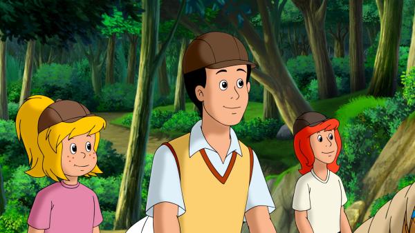 Bild 1 von 7: Bibi (l.), Tina (r.) und Alex (M.) freuen sich, dass Freddy so gut reiten gelernt hat.