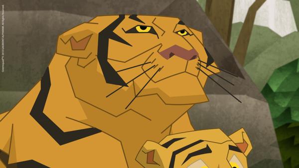 Bild 1 von 3: Die Tiger-Mutter beschützt ihr Junges.
© KiKA/Gaumont-Alphanim - Honorarfreie Verwendung gemäß AGB im redaktionellen Zusammenhang mit genannter Sendung bei Nennung \