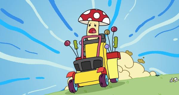 Bild 1 von 2: Tupfen soll für den Besuch der Inspektoren den Rasen mähen, doch er kann den Rasenmäher nicht bedienen.