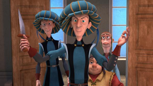 Bild 1 von 1: Robert, Jack, Cicala und Francis (v.l.n.r.) wollen sich Giovanni schnappen.© HR/Grupo Alcuni - Honorarfreie Verwendung gemäß AGB im redaktionellen Zusammenhang mit genannter Sendung bei Nennung \