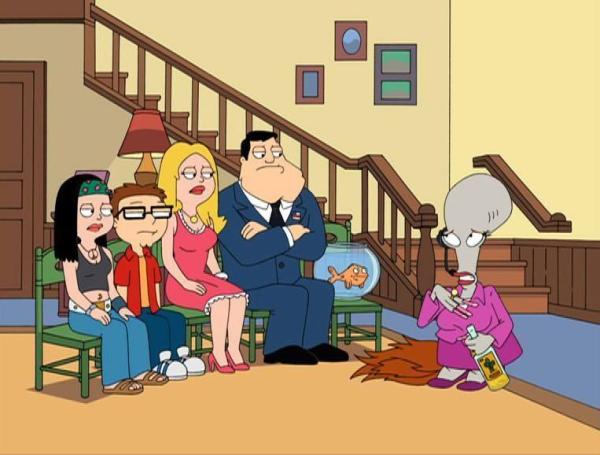 Bild 1 von 8: (v.l.n.r.) Hayley Smith; Steve Smith; Francine Smith; Stan Smith; Klaus; Roger
