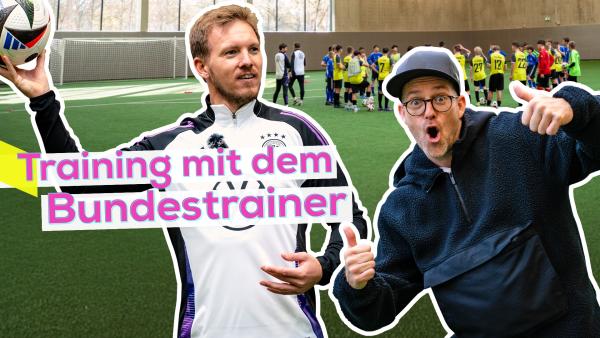 Bild 1 von 1: Ben trifft Bundestrainer Julian Nagelsmann bei der Arbeit.