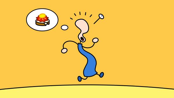 Bild 1 von 2: TOM hat Schluckauf und begibt sich trotzdem auf die Suche nach einem Erdbeermarmeladebrot mit Honig.