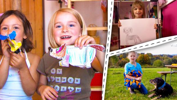 Bild 1 von 2: Kinder basteln und malen Hunde.