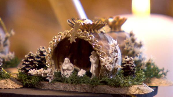 Bild 1 von 1: Im Bild: In Ottenschlag im Waldviertel entstehen kunstvolle Krippen aus Mohnkapseln (von Kunsthandwerkerin Eva Schweighofer)