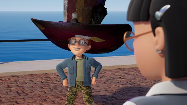 Bild 1 von 3: Mit einem Riesen-Zylinder will Norman es auf die Titelseite der Schülerzeitung schaffen.