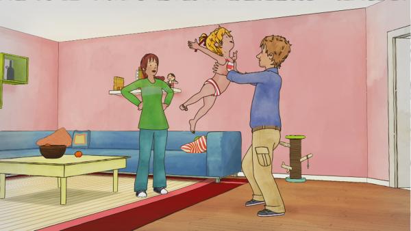 Bild 1 von 3: Endlich geschafft. Nach wochenlangem Üben hat Conni die Seepferdchen-Prüfung bestanden.