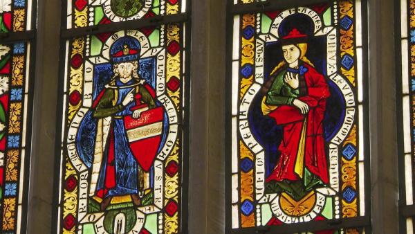 Bild 1 von 21: Im Bild: Leopold III und Agnes (Babenbergerfenster im Brunnenhaus, Stift Heiligenkreuz).