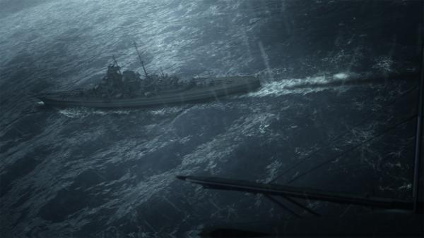 Bild 1 von 3: Drei Tage nach ihrem Gefecht mit der HMS Hood wird die Bismarck von britischen Flugzeugen und Schiffen attackiert und geht nach heftigen Kämpfen selbst unter (CGI-Animation).