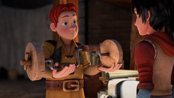 Bild 1 von 3: Lollo probiert Leos (r.) Erfindung aus.