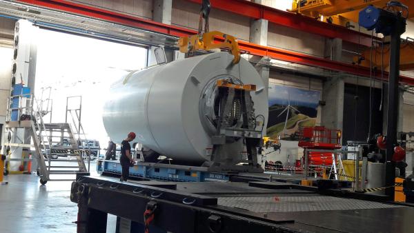 Bild 1 von 3: Im dänischen Brande entsteht das Maschinenhaus des Windrades, in dem später der Generator sitzt.