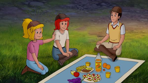 Bild 1 von 10: Bibi (l.) und Tina (M.) schmieden mit Alex (r.) einen Plan, Falko umzustimmen, auf einen Schimmel beim Osterritt zu bestehen.