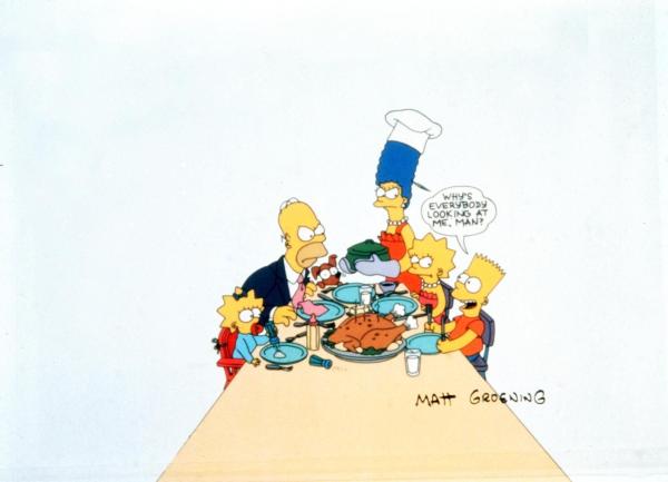 Bild 1 von 11: (1. Staffel) - Der kleine Bart (r.) bringt den Rest der Familie, (v.l.n.r.) Maggie, Homer, Marge und Lisa, des Öfteren zur Weißglut.