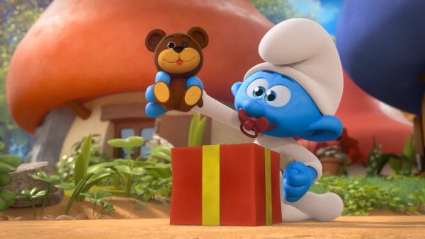 Bild 1 von 6: Gargamel schenkt Baby einen Teddy, mit dem er die Schlümpfe beobachten kann.
© KiKA/Peyo Productions, Dupuis Édition & Audiovisuell 2020 - Honorarfreie Verwendung gemäß AGB im redaktionellen Zusammenhang mit genannter Sendung bei Nennung \