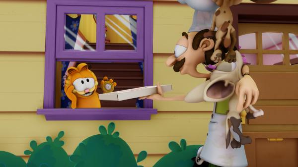 Bild 1 von 3: Wenn Vito nicht innerhalb von 20 Minuten liefert, geht die Pizza auf's Haus. Seltsamerweise will ihm das bei Garfield einfach nicht gelingen...