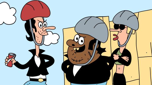 Bild 1 von 3: Die Gang trägt Helme, um den kleinen Kindern zu zeigen, dass es cool ist, einen Helm zu tragen.