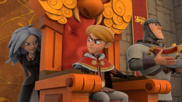 Bild 1 von 3: Prinz John (M.) und Morgan (l.) haben einen gemeinsamen Plan: Sie wollen an die Macht.