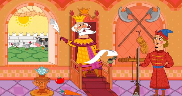 Bild 1 von 3: Der König trägt dem Diener einen königlichen Erlass vor.