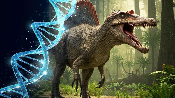 Bild 1 von 5: Vor Millionen von Jahren dominieren Dinosaurier die Erde. Ihre große Artenvielfalt zeugt von erfolgreicher Evolution. An der Spitze der Nahrungskette stehen lange Zeit die Spinosaurier.