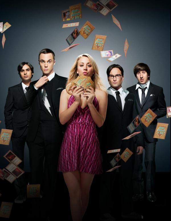 Bild 1 von 21: (5. Staffel) - Eine ganz besondere Truppe: Penny (Kaley Cuoco, M.), Sheldon (Jim Parsons, 2.v.l.), Rajesh (Kunal Nayyar, l.), Leonard (Johnny Galecki, 2.v.r.) und Howard (Simon Helberg, r.) ...
