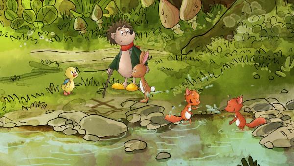 Bild 1 von 2: Rupert macht mit den Kindern einen aufregenden Ausflug in den Wald.