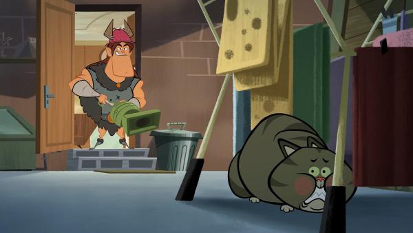 Bild 1 von 3: Gorbar will Kater Maurice, das Monster, mit dem Staubsauger bekämpfen.