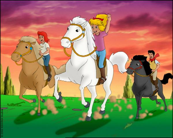 Bild 1 von 3: Bibi (M.), Tina (l.) und Alex (r.) erleben gemeinsam viele Abenteuer auf dem Reiterhof.