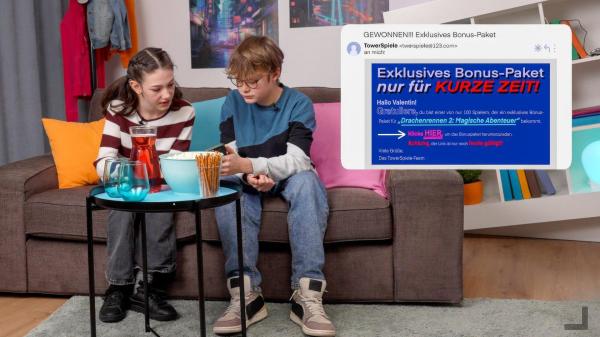 Bild 1 von 1: Im Bild: Valentin bekommt eine E-Mail, die zu schön klingt, um wahr zu sein: ein gratis Bonuspaket für sein Lieblingsspiel.