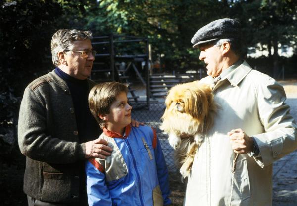 Bild 1 von 3: Im Bild (v.li.): Alfred Böhm (Waldemar Herzog), Bobby Andjelic (Waldemar Herman), Louis Strasser (Briefträger).