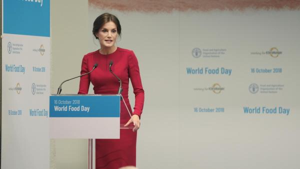 Bild 1 von 16: Im Bild: Letizia von Spanien hält eine Rede als Sonderbotschafterin der Vereinten Nationen beim Welternährungstag in Rom.