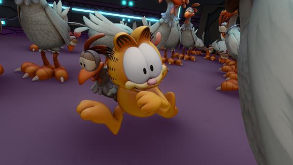Bild 1 von 5: Jon, Odie, Vito und der Rest der Stadt gackern als Hühnchen durch die Gegend. Nur Garfield ist immer noch Garfield...