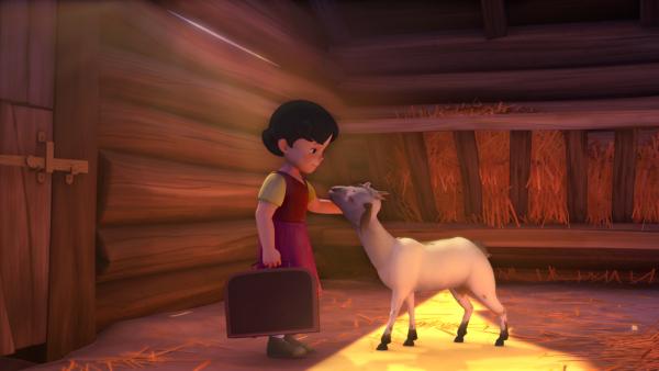 Bild 1 von 7: Heidi freundet sich schnell mit Großvaters Ziege Schwänli an.