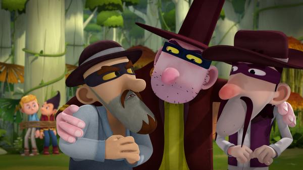 Bild 1 von 7: Die Banditen beratschlagen sich, ob sie Tashi und Jack trauen können.